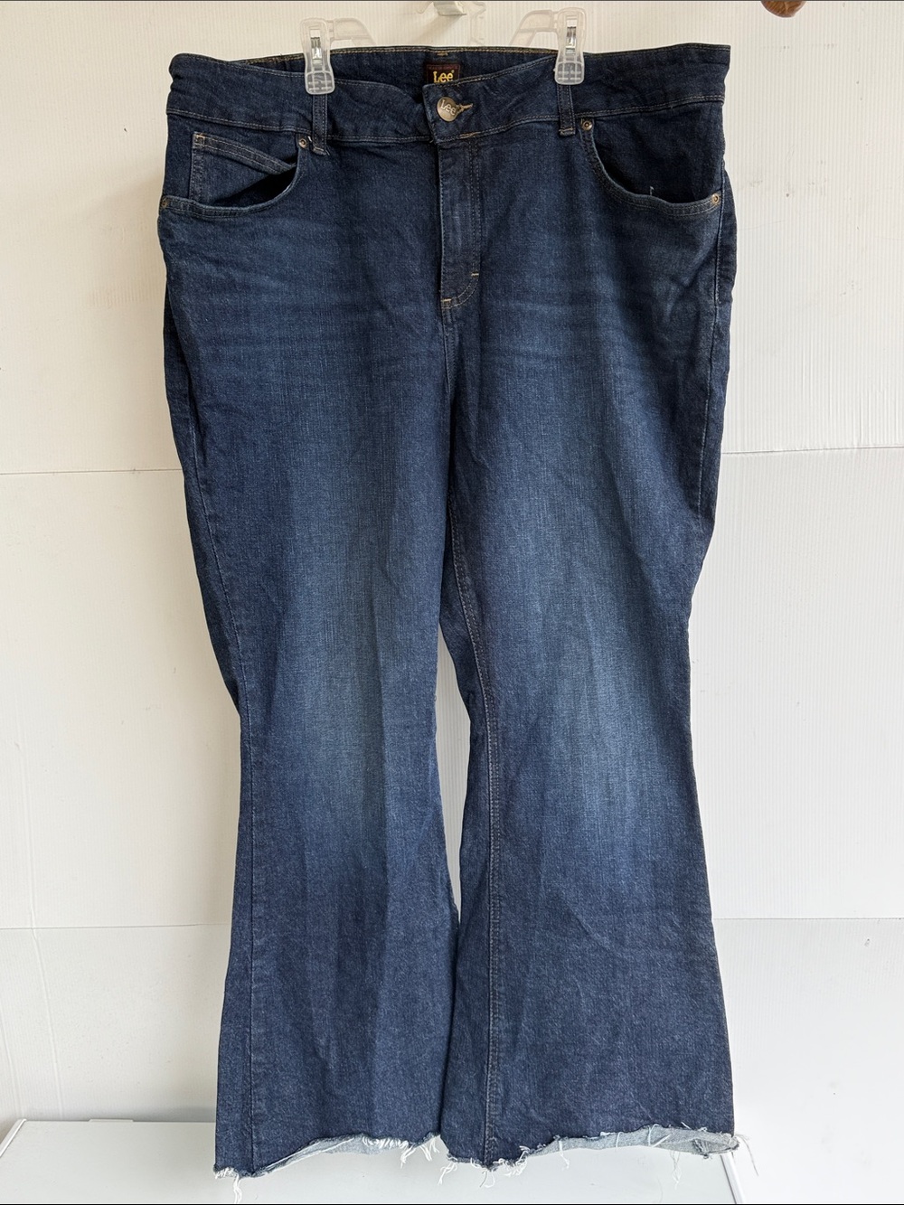 LEE STRETCH BOOT CUT JEANS PLUS SIZE 20 20W M Medium FRAYED LEG HEMS BLUE